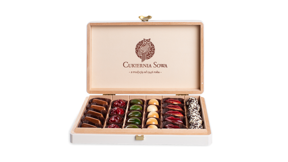 Kolekcja pralin w średniej skrzynce